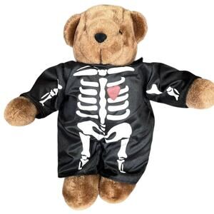 Vintage 1990s y2k Halloween Bear Nylon Skeleton Costume Plush Stuffed Toy